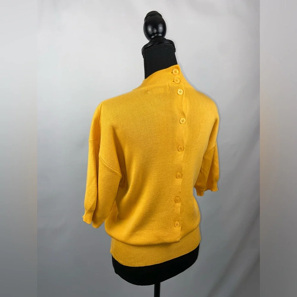 Sweater Mock Turtleneck Medium Golden Yellow Vintage Rena Rowan for Saville